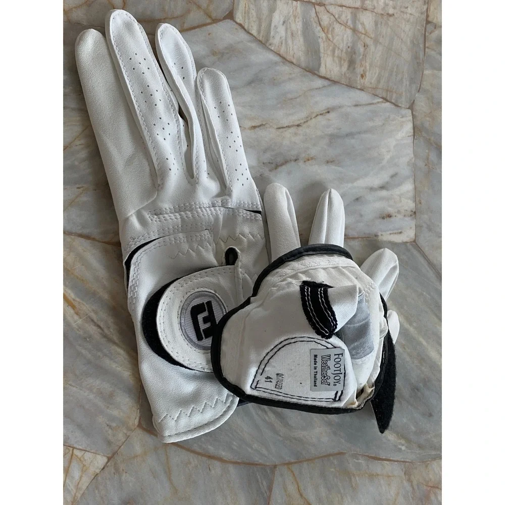 FootJoy Womens White Golf Gloves Pair Hook and Loop Logo Breathable Perforated
